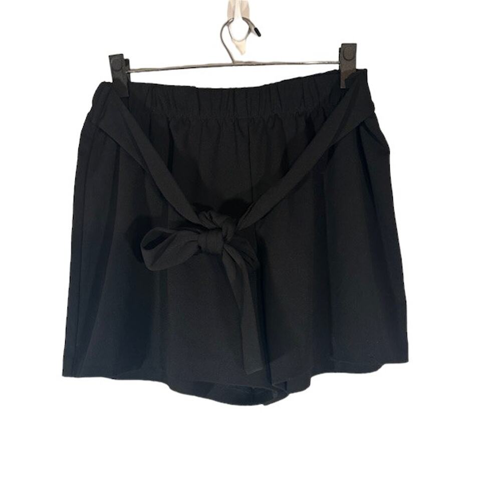 Alex & Olivia Black Dressy Pull On Shorts with Elastic Belted Waist Women Sz Lg